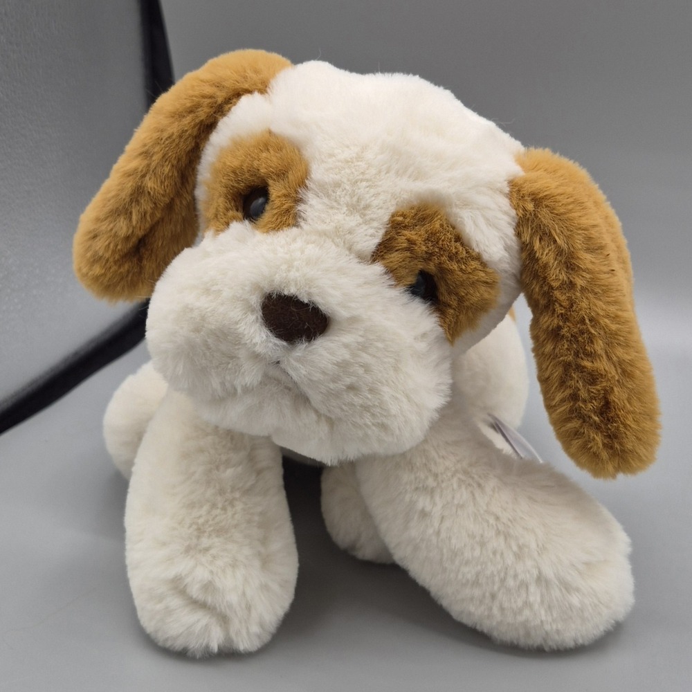 Aurora White Cream Tan Brown Puppy Dog Soft Plush Stuffed Animal